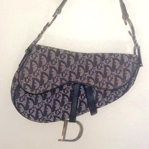 Christian Dior Trotter Saddle Hand Bag Purse Black
